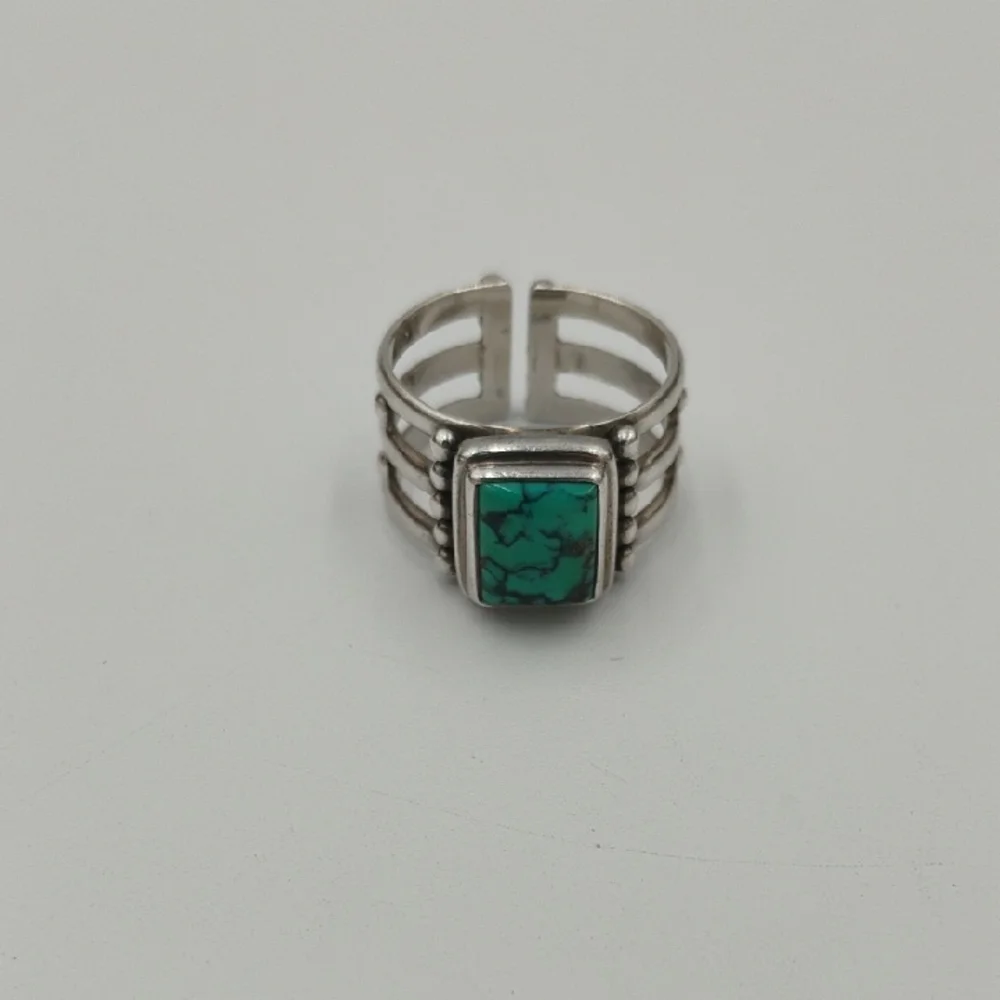 SAJEN 925 Sterling Silver Turquoise Stone Ring Adjustable